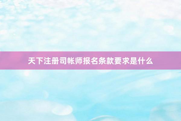 天下注册司帐师报名条款要求是什么